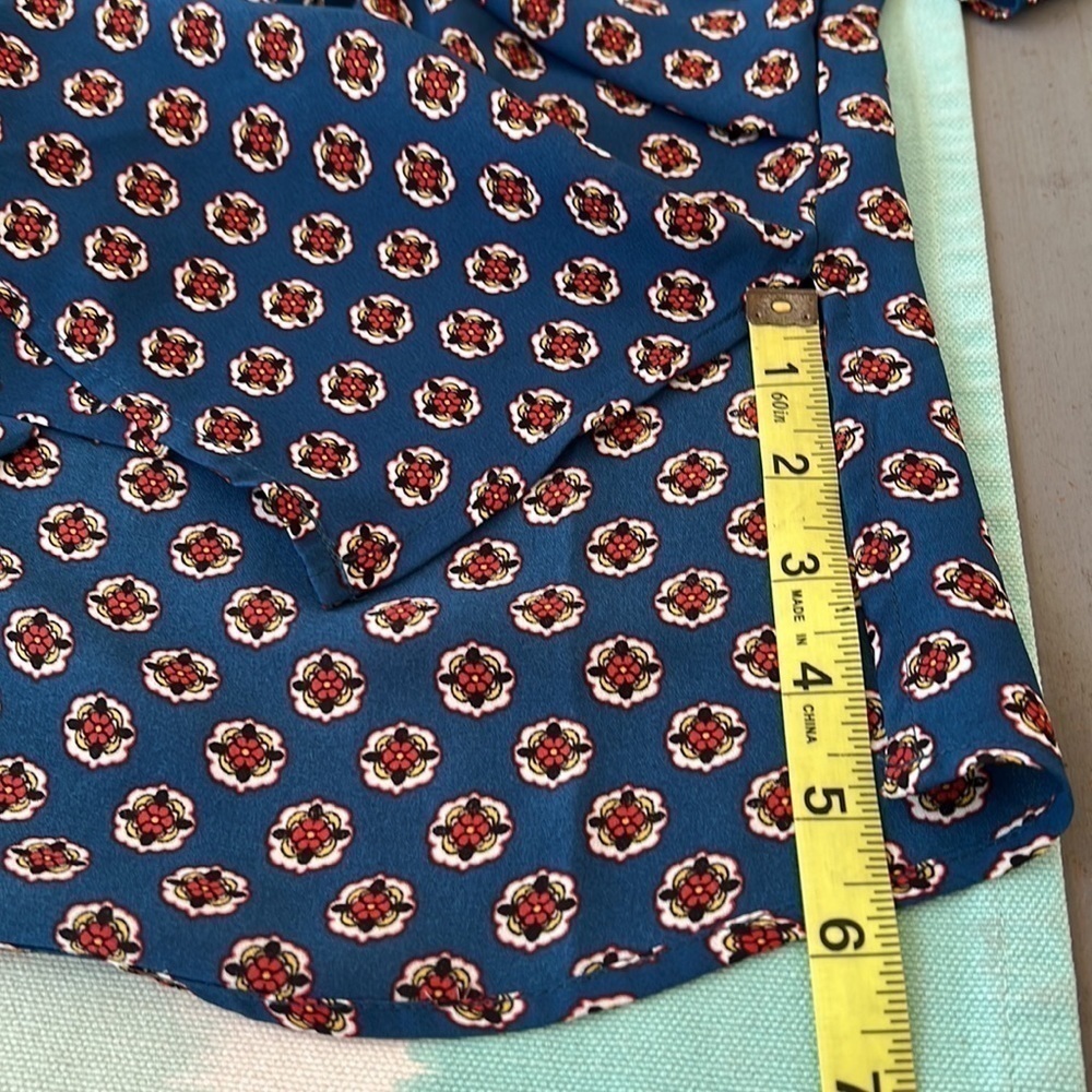 Chenault Teal Floral Front Tie Kimono Sleeve Top NWT - Picture 13 of 13